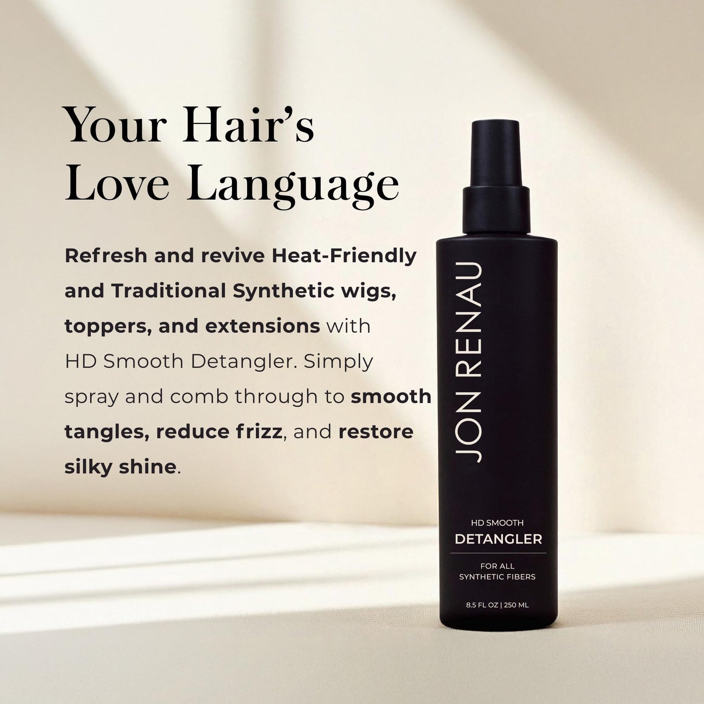 Jon Renau HD Smooth Detangler, Leave In Detangler Spray for Synthetic Wigs and Hair Extensions, Frizz Reducing Detangling Spray for Synthetic Hair
