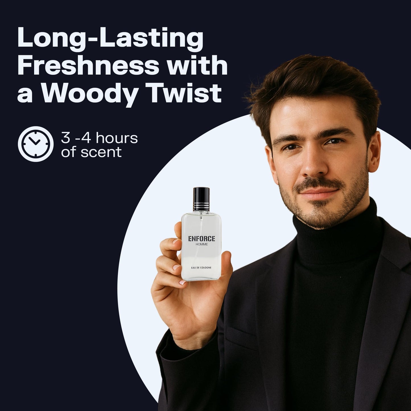 PB ParfumsBelcam Enforce Homme Eau de Toilette Spray for Men - Long-Lasting Woody Sandalwood Fragrance with Citrus & Musk, Masculine Cologne