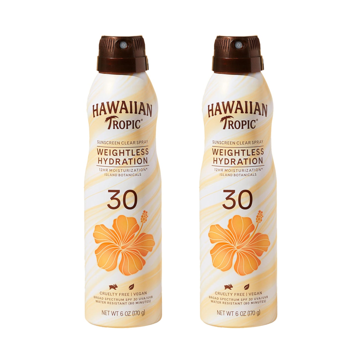 Hawaiian Tropic Weightless Hydration Clear Spray Sunscreen SPF 30, 6oz | SPF 30 Sunscreen Spray, Sunblock, Oxybenzone-Free, 6oz each Twin Pack