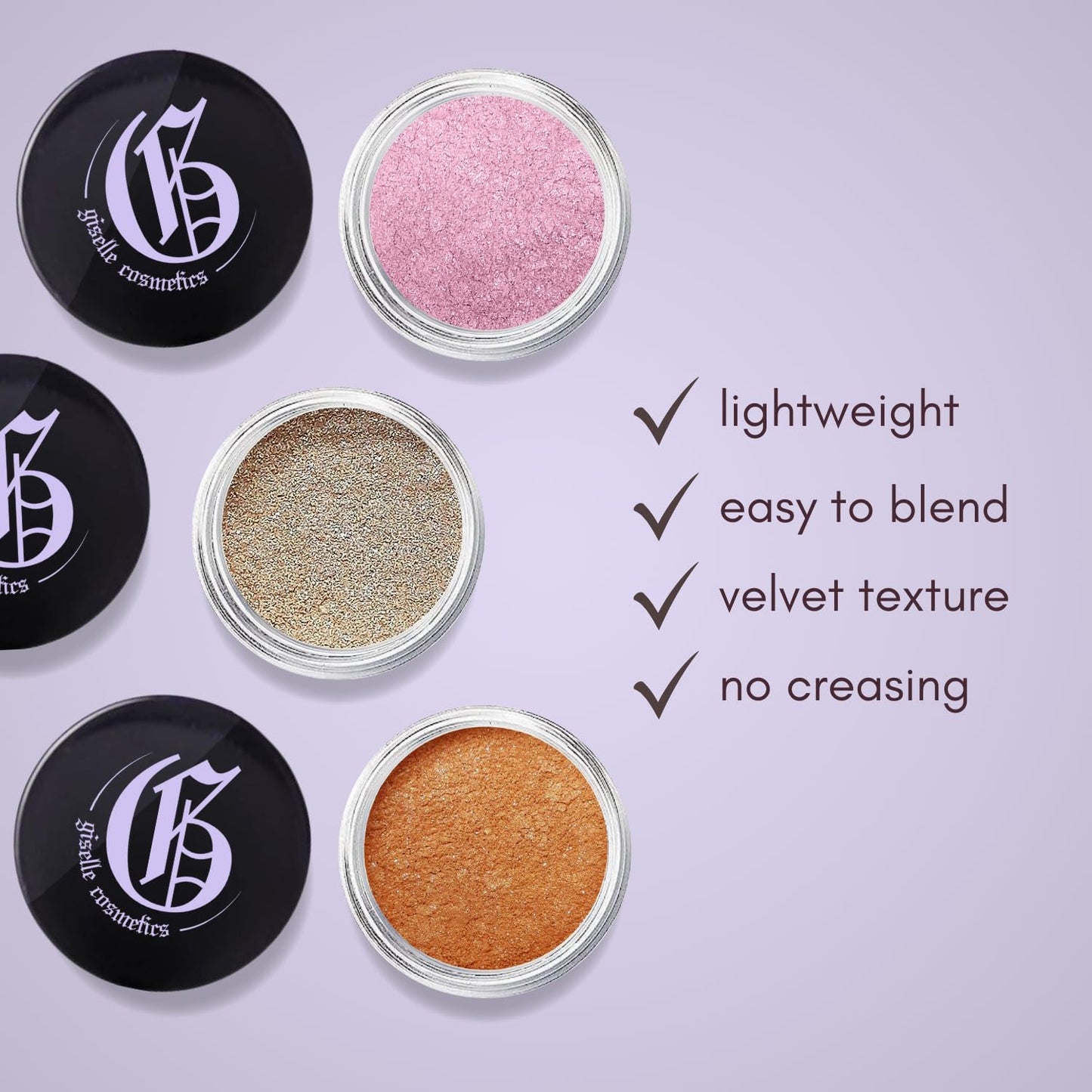 Giselle Cosmetics Baby Pink Organic Pink Eyeshadow - Non-Toxic, Talc-Free Shimmer Eyeshadow Powder for Natural Look - Loose Glitter Pink Eyeshadow