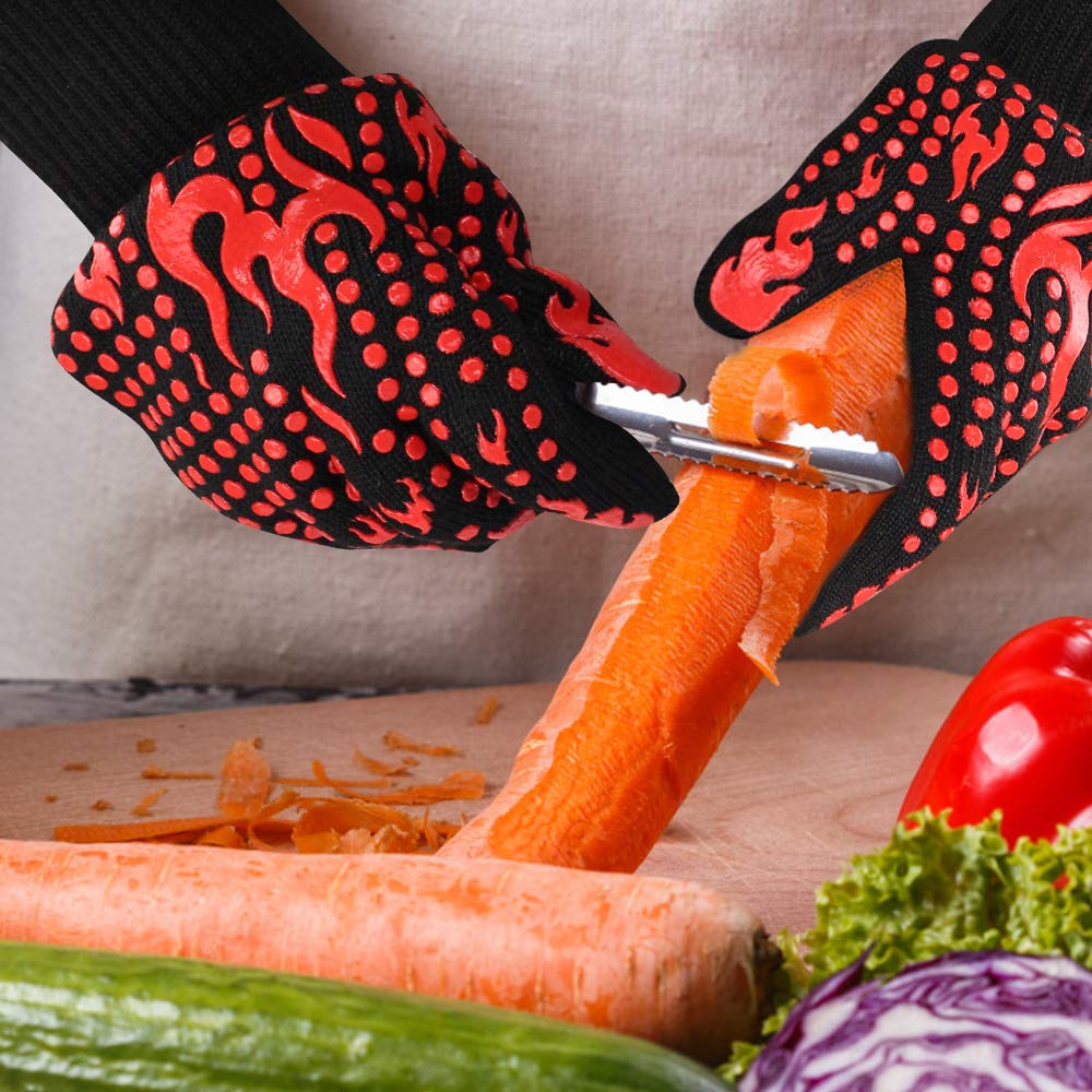 Comsmart BBQ Gloves – 1472°F Heat Resistant, Silicone Non-Slip Oven & Grill Gloves for Barbecue, Cooking, Baking, Cutting