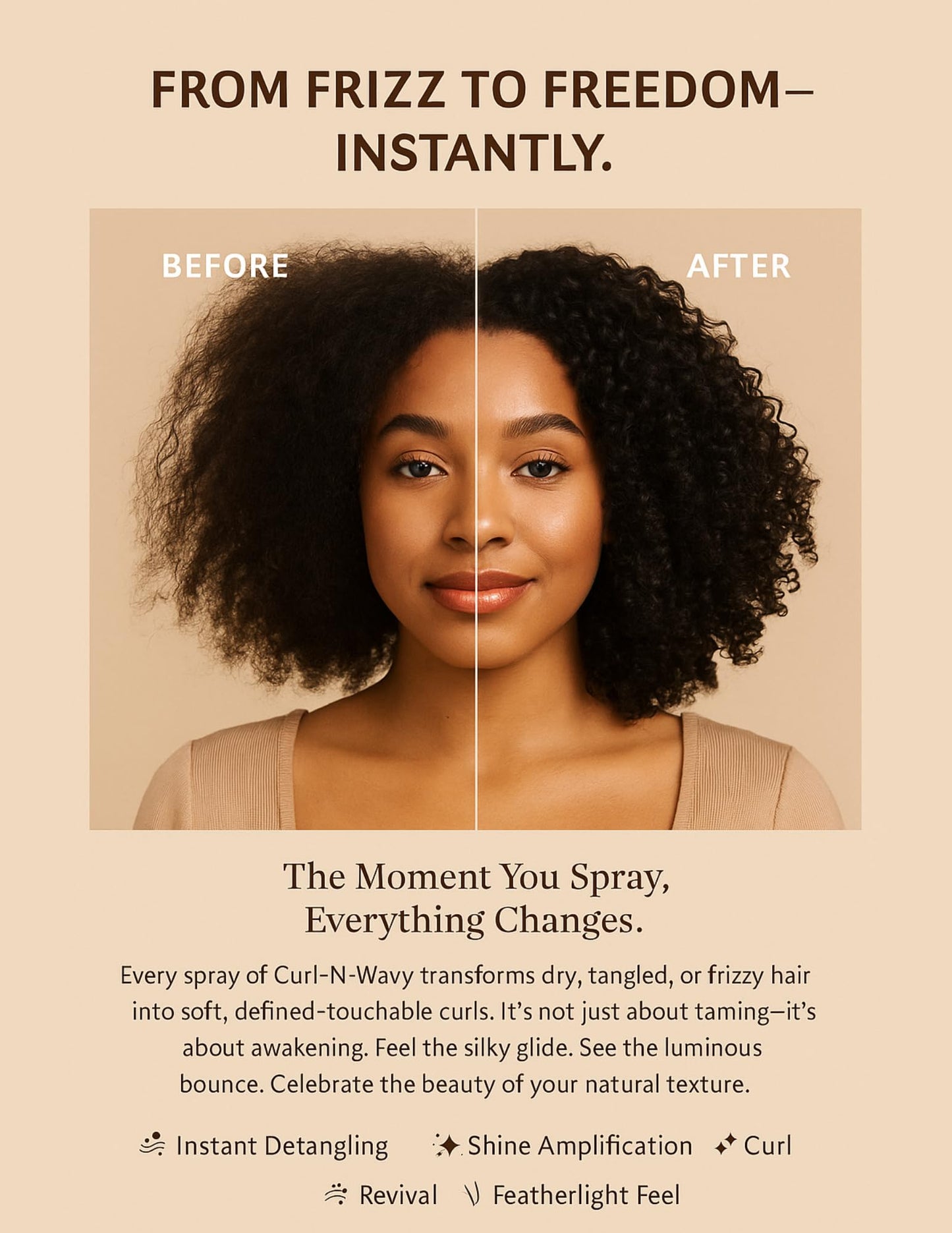 On Natural Curl-N-Wavy 4-in-1 Hair Enhancer For All Hair Texture [Jamaican Black Castor] 3.4 OZ