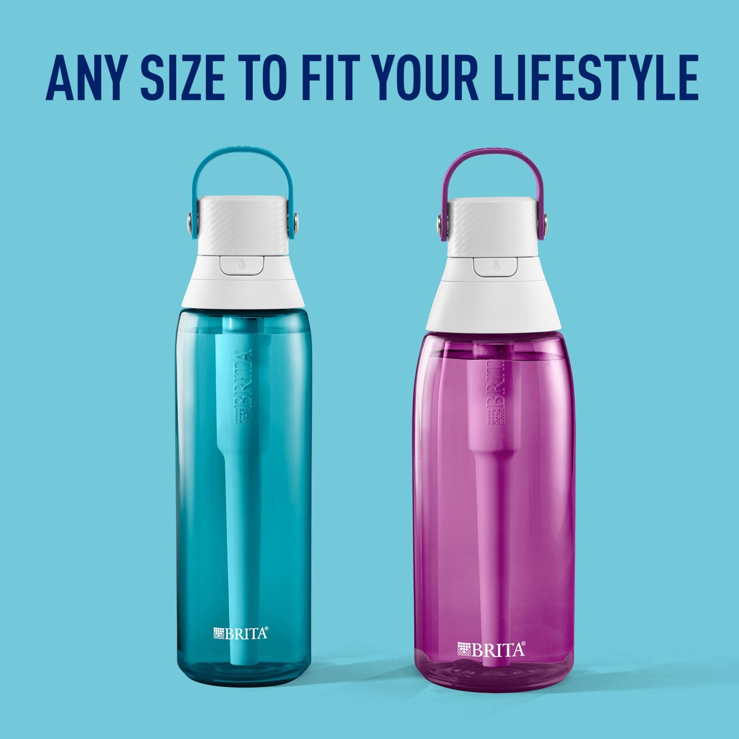 Brita Hard-Sided Plastic Premium Filtering Water Bottle, BPA-Free, Reusable, Replaces 300 Plastic Water Bottles, Filter Lasts 2 Months or 40 Gallons