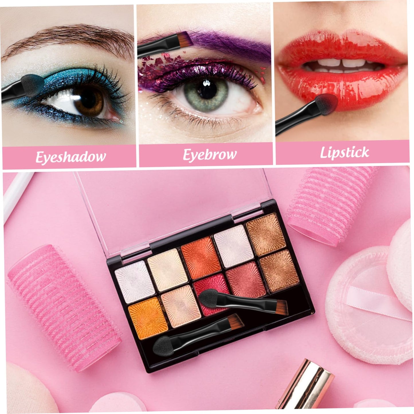 Lurrose Double Sided Eye Shadow Sponge Applicator Eye Brow Make Up Brush Portable Makeup Tool 20pcs (Black)