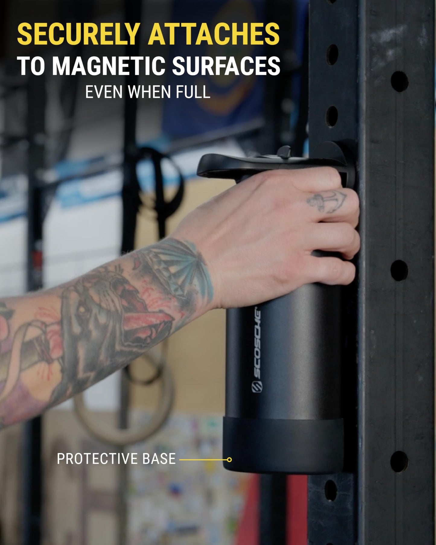 Scosche MFMS32 MagicMount Flask 32 oz Stainless Steel Water Bottle with MagSafe Phone Mount Stand, 12H Hot & 24H Cold, Insulated Flask with Magnetic