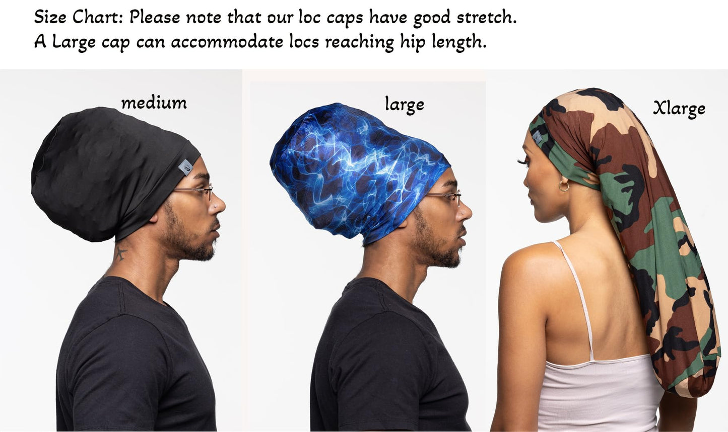 Fairy Black Mother Dreadlocks Satin Locs Bonnet Cap for Men and Women(Black, Large) Beauty and Personal Care My Fairy Black Mother