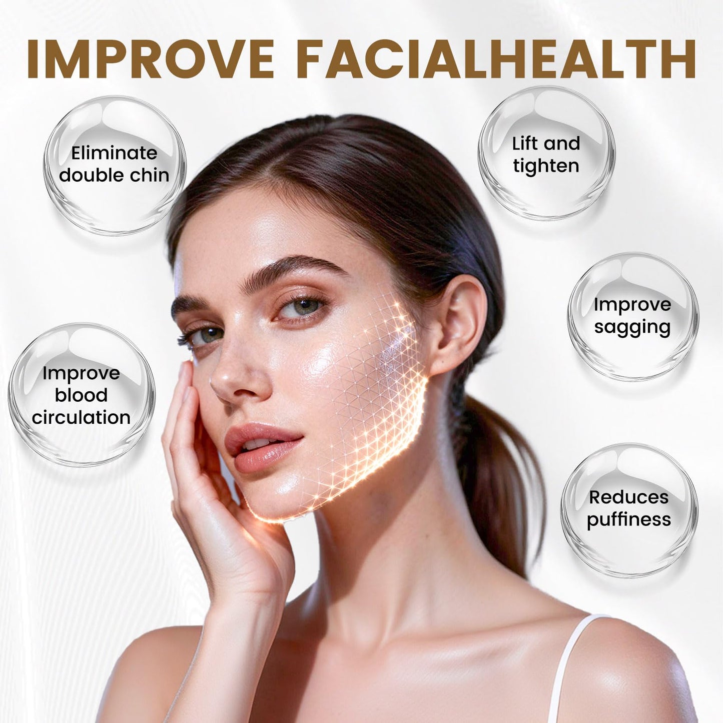 Lymphatic Drainage Massager Face Brush, Lymphatic Contour Face Brush to Sculpt Jawline & Reduce Puffiness Double Chin Reducer, Improves Skin Glow
