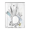Carnation Home Fashions Funky City Fabric Shower Curtain