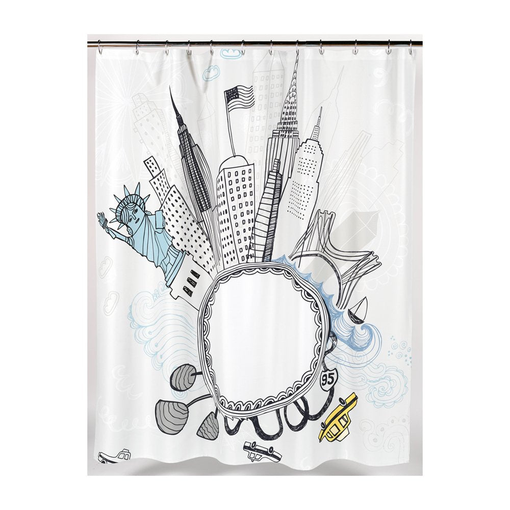 Carnation Home Fashions Funky City Fabric Shower Curtain