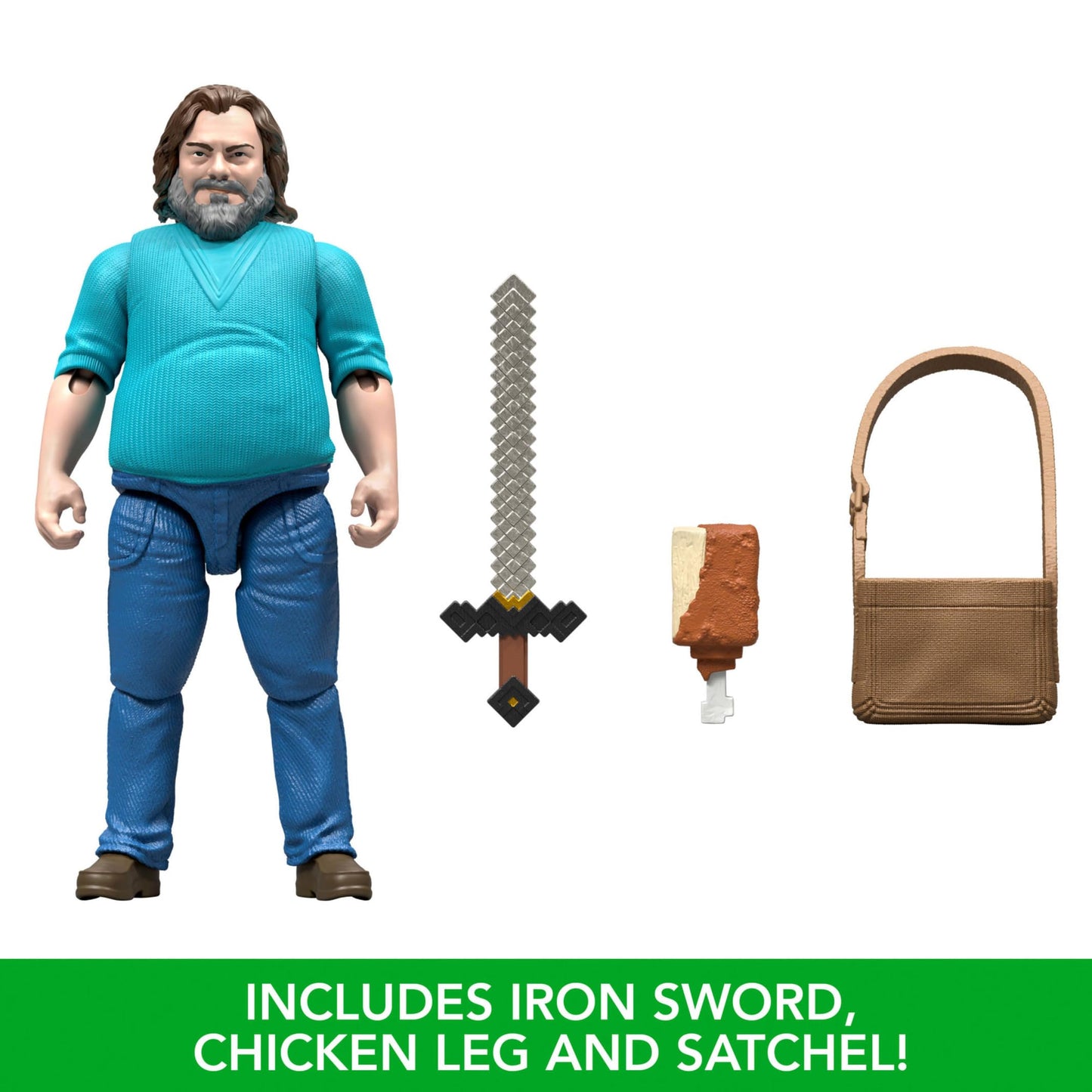 Mattel Minecraft Action Figure & Accessories Set, 4-inch Steve Posable Character Collectible Inspired by A Minecraft Movie