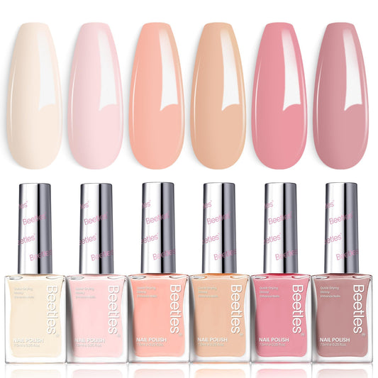 Beetles Nail Polish Set - Vanilla Cloud, 6 Corlors Nude Pink Nail Polish Quick Dry, Long-Lasting Pastel Nails for Spring & Summer Nails Art Effect Beauty and Personal Care beetles Gel Polish Default Title