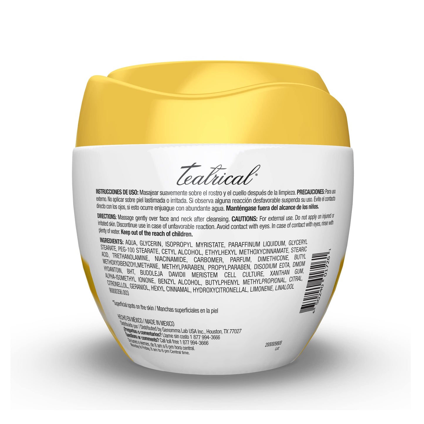 TEATRICAL Tone Correcting Face Cream with Buddleja Davidii Stem Cells, 8 Ounces
