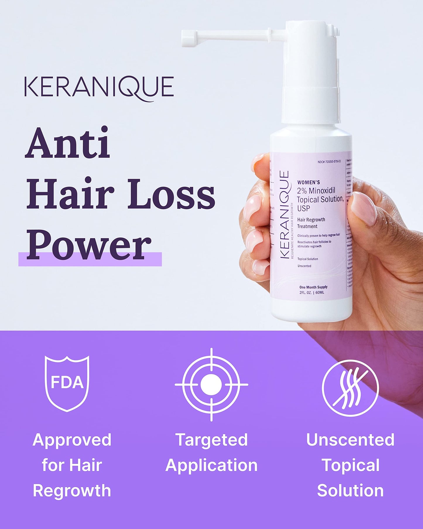 Keranique Hair Regrowth Treatment for Women - 2% Minoxidil for Hair Growth & Thickening - Topical Solution Scalp Treatment for Hair Loss & Thinning w Beauty and Personal Care Keranique