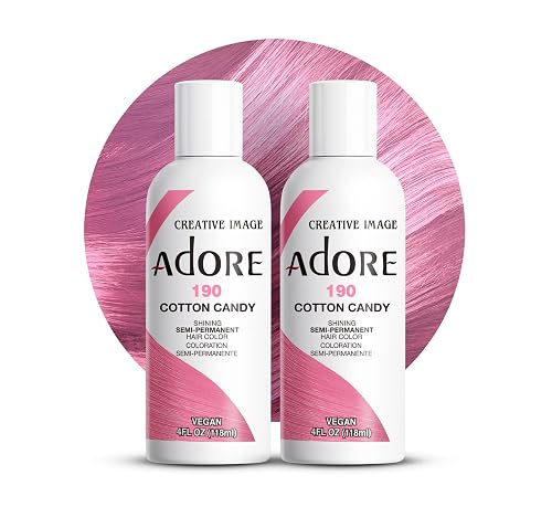 Adore Semi Permanent Hair Color (190 Cotton Candy) (2 Pack) | Vegan & Cruelty-Free Pink Hair Dye | No Ammonia, No Peroxide, No Alcohol | 4 Fl Oz