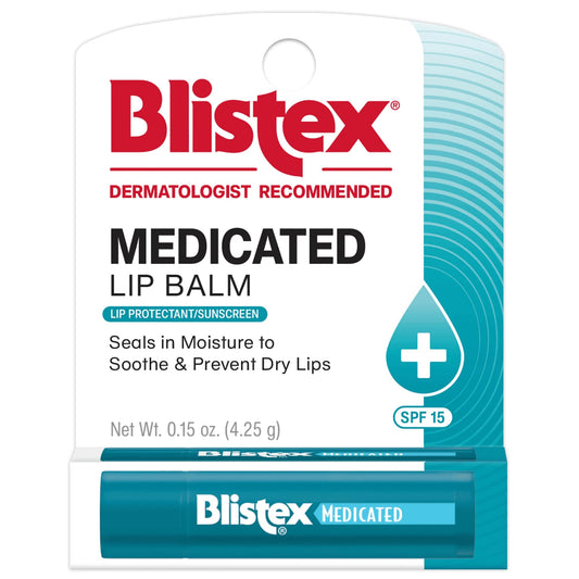 Blistex Medicated Lip Balm, SPF 15, .15 oz, Moisturizing Sunscreen Treatment Stick for Severely Chapped or Dry Lips, Sun Protecting Skin Care, (Pack Beauty & Personal Care Blistex