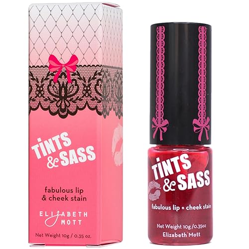 Elizabeth Mott Tints & Sass Lip and Cheek Stain - Long-Lasting Rosy Pink Tint for Lips & Cheeks, Natural Buildable Color, Smudge-Proof, Lightweight