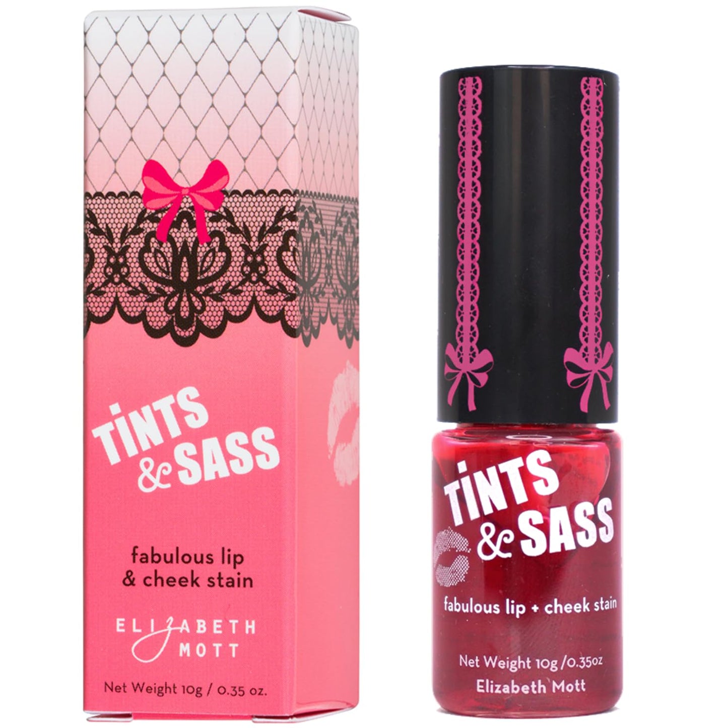 Elizabeth Mott Tints & Sass Lip and Cheek Stain - Long-Lasting Rosy Pink Tint for Lips & Cheeks, Natural Buildable Color, Smudge-Proof, Lightweight