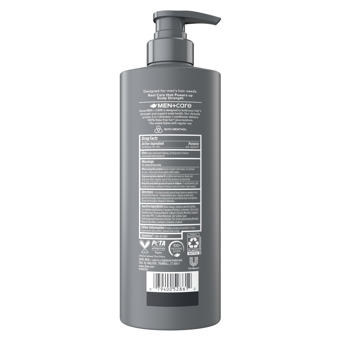 Dove Men+Care 2-in-1 Shampoo + Conditioner 1 ct Dandruff Defense to Moisturize Hair & Scalp, with Pyrithione Zinc, 18 FL OZ Beauty and Personal Care DOVE MEN + CARE