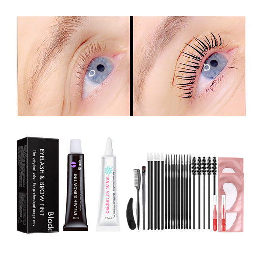 Black Lash T-i-n-t Kit, Keratin Black Eyelash D-y-e and Eyebrow T-i n t, 6 Week Voluminous Brow T-int, T-inting Look For Lash Perm/Lift/Lamination