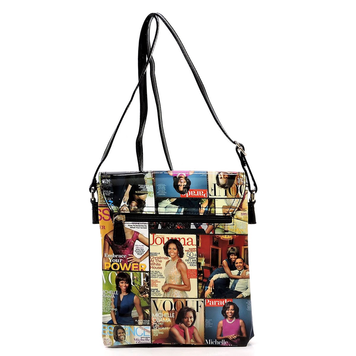 Glossy magazine cover collage cross body handbags purses clutches and wallets Michelle Obama bags (Cross body 9)