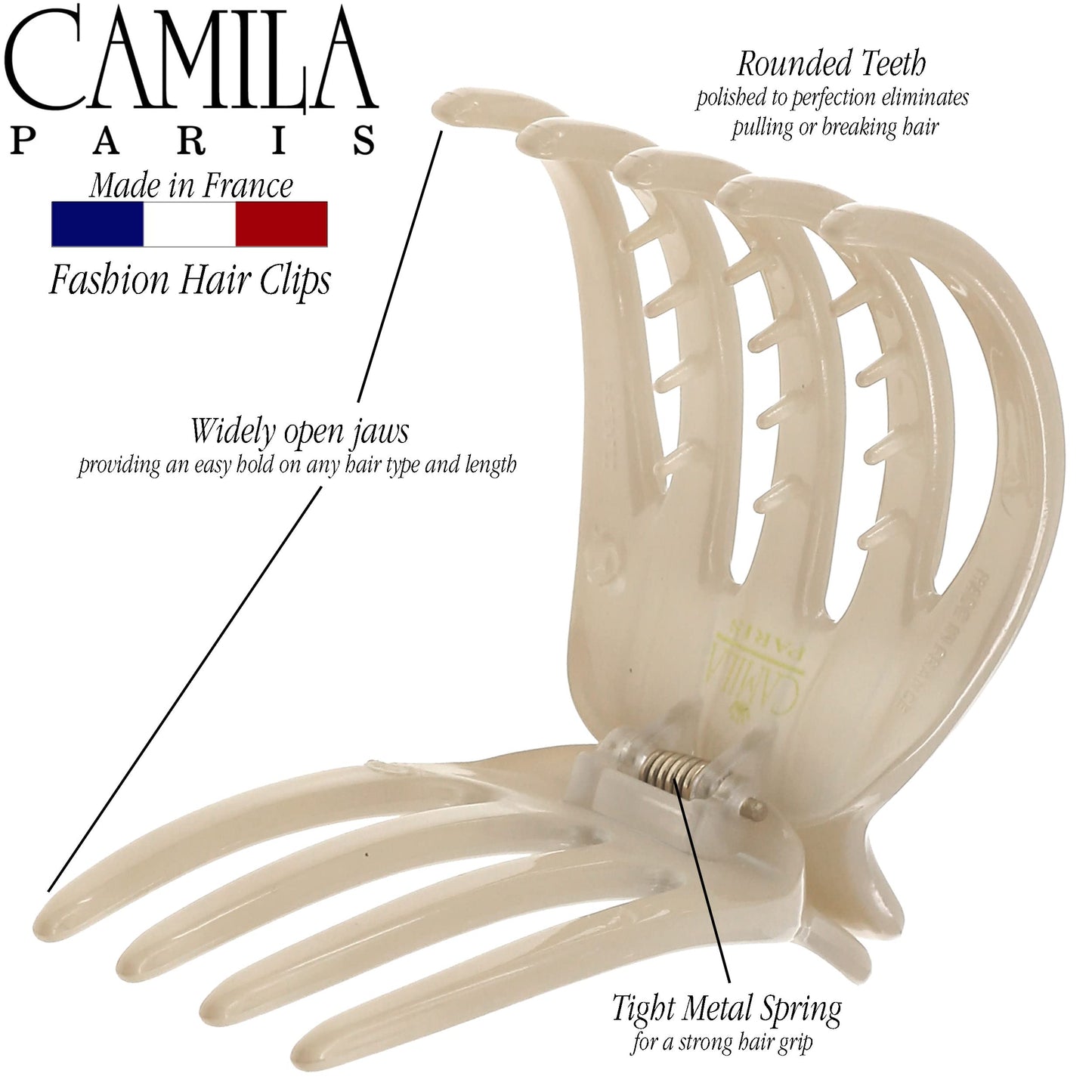 Camila Paris CP3542 French Hair Clip for Women, Hair Side Clips, 2 Inch Girls Hair Claw Clips Jaw Fashion Durable Styling Hair Accessories for Women