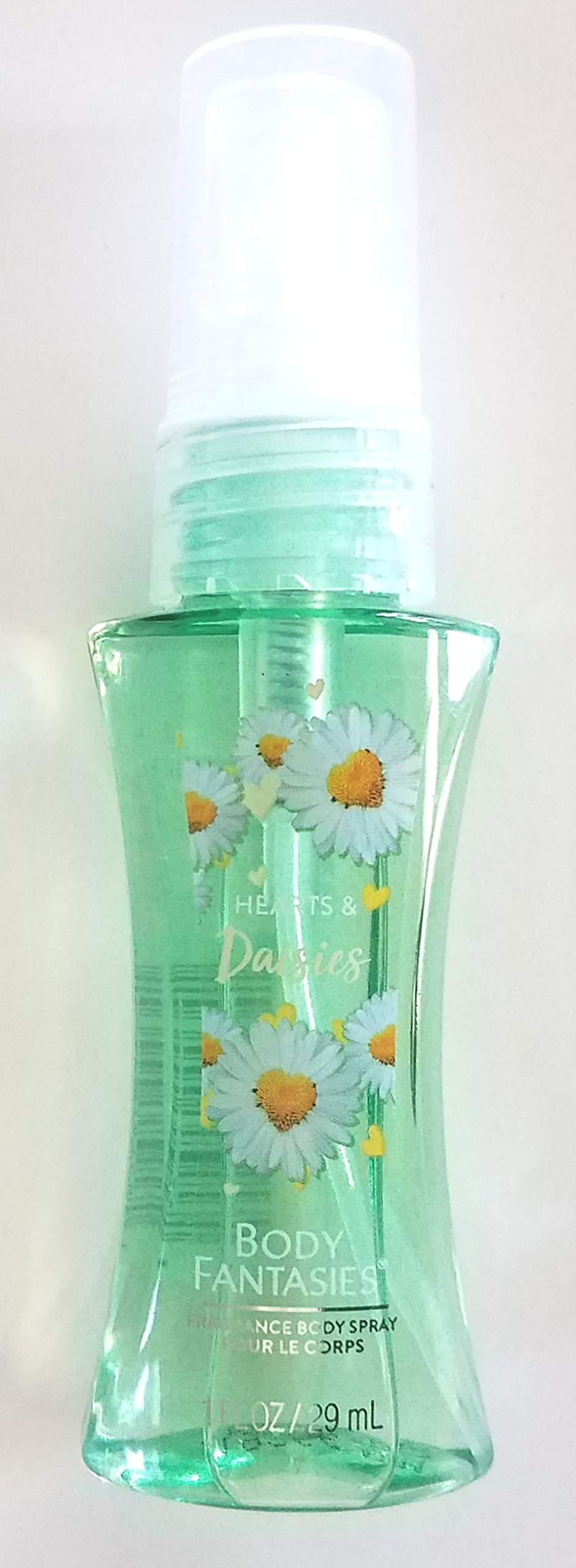Body Fantasies (1) Bottle Fragrance Body Spray - Hearts & Daises - Refillable Purse/Travel Size Bottle - 1 fl oz