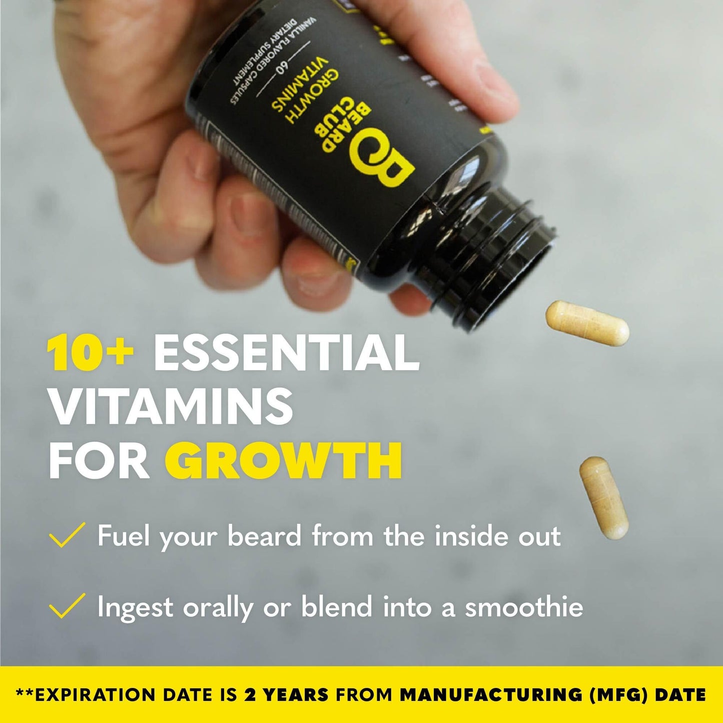 The Beard Club - Beard Growth Vitamins - Support A Thicker Fuller Beard, Fill in Patches - Minerals & Multi-Vitamins Help Support and Stimulate Beauty and Personal Care The Beard Club