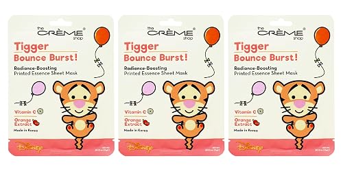 The Creme Shop x Pooh & Friends Radiant Glow, Revitalizing Youth, Soothing Skincare - Vitamin C, Niacinamide, Rose Water Sheet Masks - BOUNCE BURST!