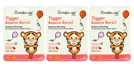 The Creme Shop x Pooh & Friends Radiant Glow, Revitalizing Youth, Soothing Skincare - Vitamin C, Niacinamide, Rose Water Sheet Masks - BOUNCE BURST!