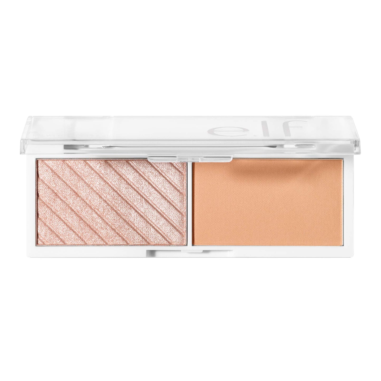 e.l.f. Cosmetics Bite-Size Face Duo, Highlighter, Bronzer & Blush Palette, Highly Pigmented, White Peach, 0.049 Oz (1.4g), 0.049 ounces