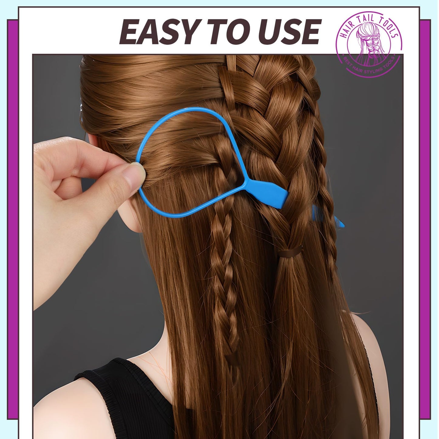 Teenitor 4pcs Pony Hair Tail Accessories, 2 Pairs French Braiding Tool, Turvy Styling Tool for Women Girls, Ponytail Pull Through Tool Purple/Blue Beauty and Personal Care Teenitor
