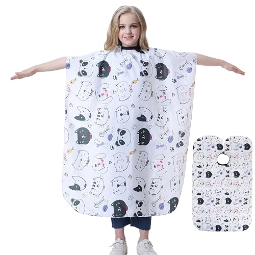 TILYIALA Kids Hair Cutting Cape,Kids Barber Cape Salon Capes for Hair Stylist Haircut Hairdresser Cape Barber Supplies (White Animals)