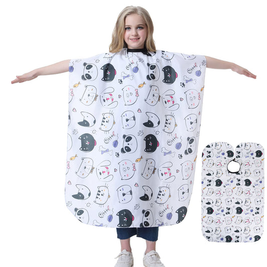 TILYIALA Kids Hair Cutting Cape,Kids Barber Cape Salon Capes for Hair Stylist Haircut Hairdresser Cape Barber Supplies (White Animals)
