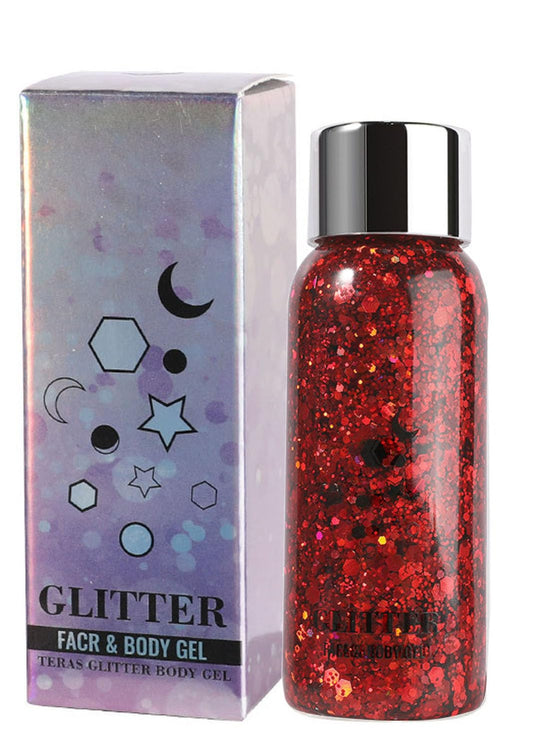 JUDEWY Body Glitter Gel, Face Glitter Body Glitter Glitter Liquid Eyeshadow, Face Hair Nail Glitter, Holographic Makeup Festival Glitter Makeup (09)