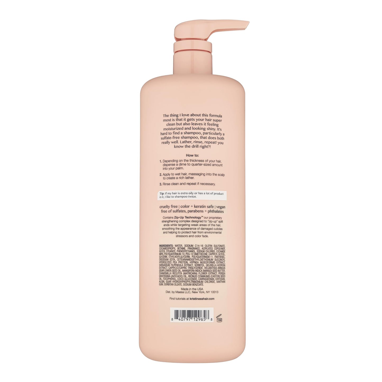 Kristin Ess Hair One Signature Shampoo with Avocado Oil + Castor Oil for Women - Lightly Clarifying Daily Sulfate Free Hydrating Shampoo, Color Safe