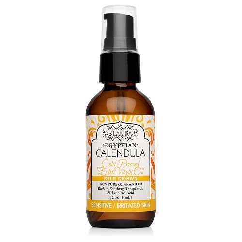 Shea Terra Egyptian Calendula Cold-Pressed Extra Virgin Oil, All Natural & Organic Oil Packed with Skin-Calming and Purifying Properties to Soothe