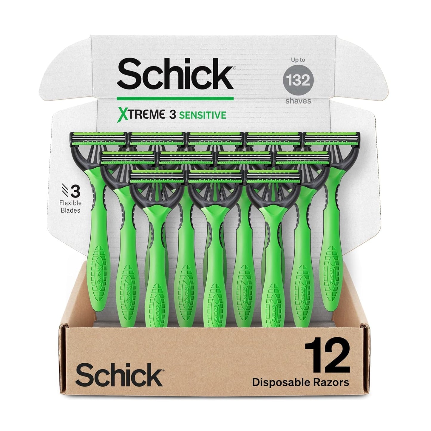 Schick Xtreme 3 Original Sensitive Disposable Razors for Men | Disposable Mens Razors for Shaving Sensitive Skin, 12ct Beauty and Personal Care Schick Default Title