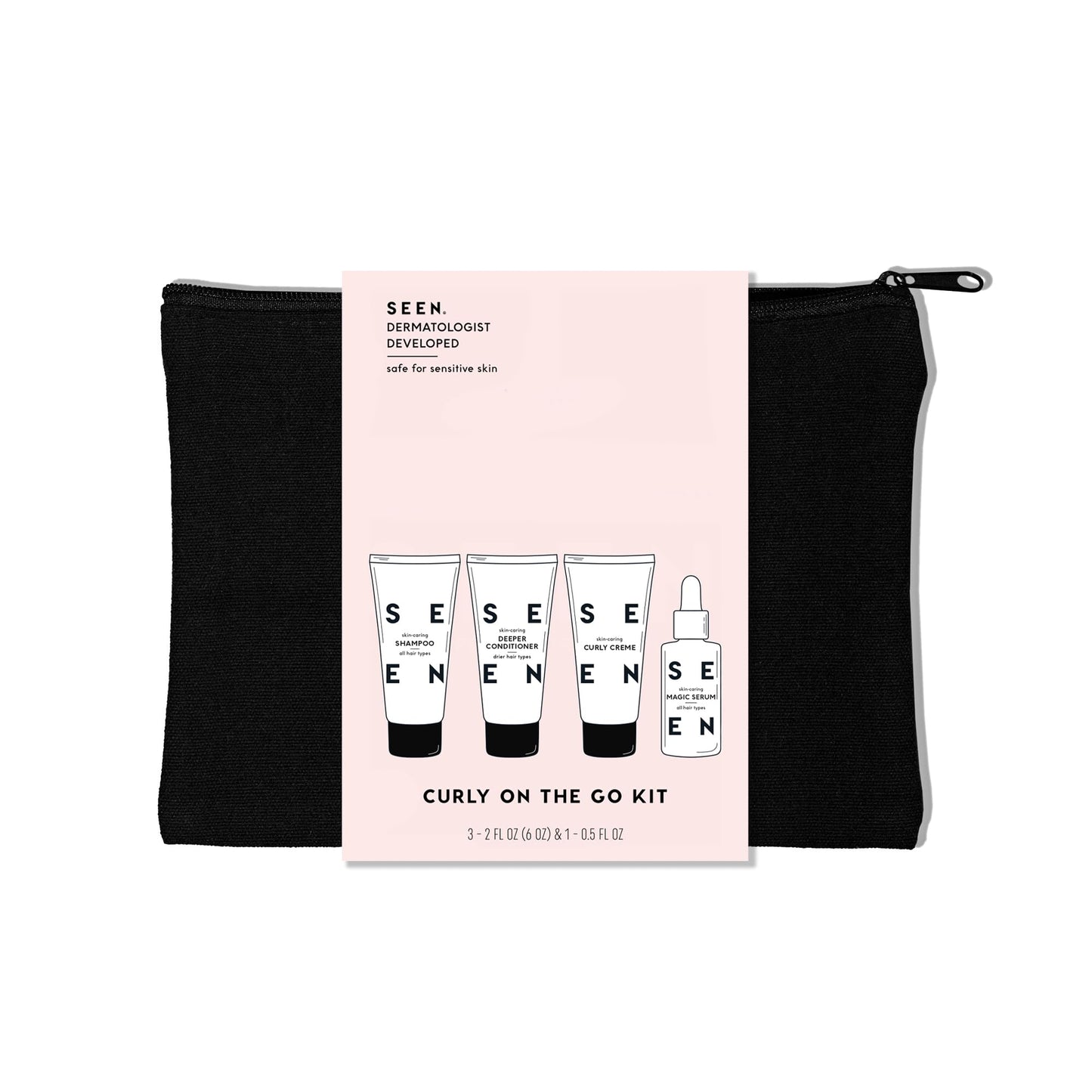 SEEN Curly On The Go Kit -Scented - Non-Comedogenic & Safe for Sensitive Skin - Curl-Defining Styling Hair Bundle - Anti Frizz - Heat Protectant