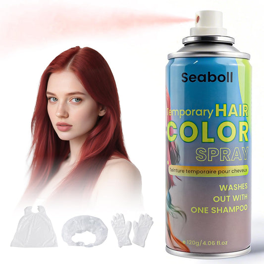 Red Hair Spray, Seaboll Temporary Hair Color Spray for Kids Women Men-4.06 oz- Safe Non Sticky Washable One Day Hair Dye Spray,Disposable Accessories