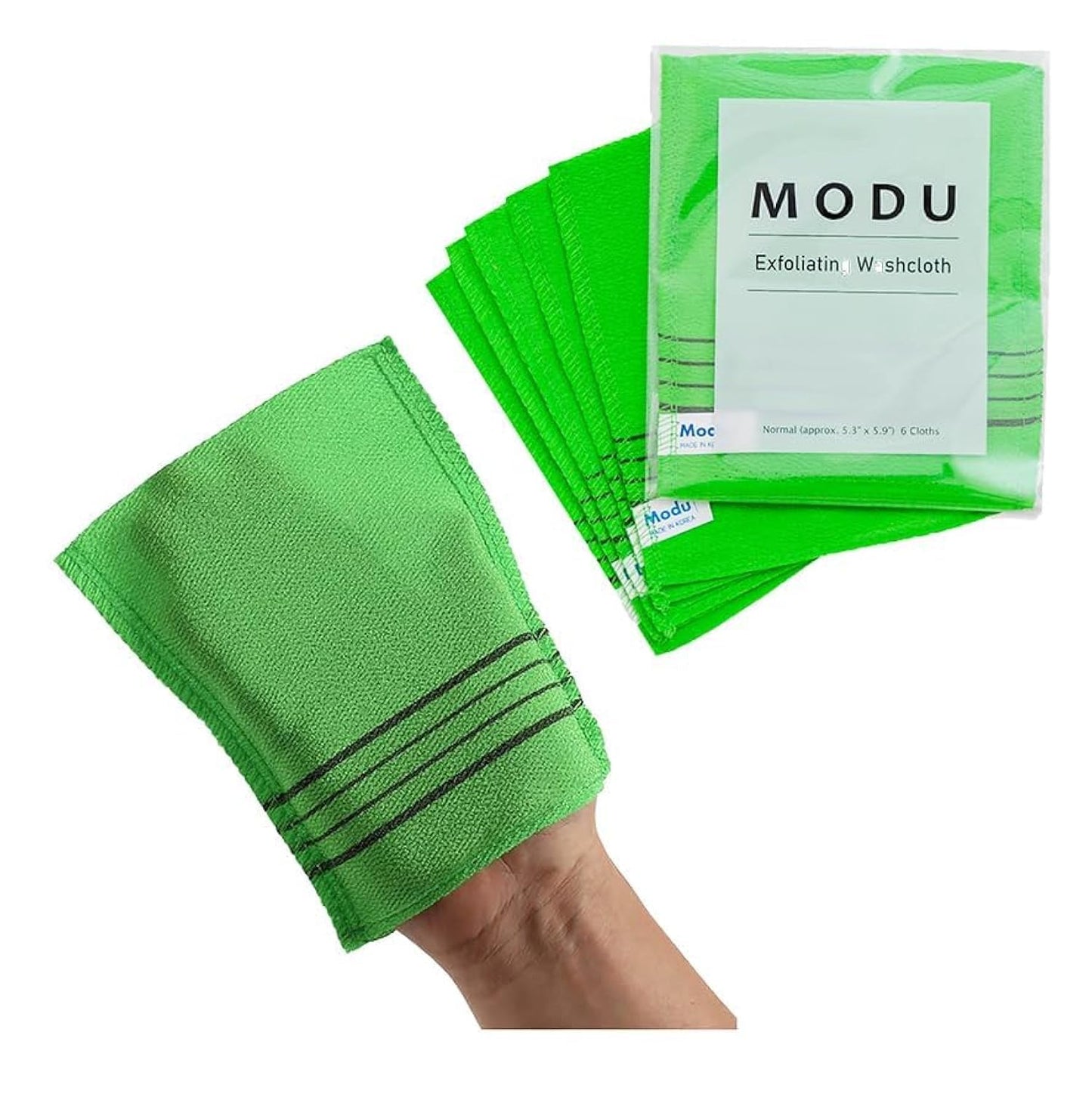 Modu Korean Exfoliating Mitts Small 6PCS (Green) - Exfoliating Gloves Body Scrubber Italy Towel Washcloth for Korean Spa at Home, Dead Skin Remover Beauty and Personal Care Modu Default Title