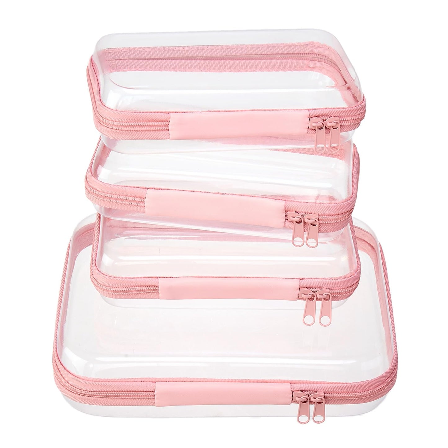 WELPIRT 4 pcs Clear Zipper Pouches,Hard Shell Zipper Case, Toiletry Bag for Travel, CLear Diaper Bag, Toiletry Pouch, Travel Organizer, Cosmetic Beauty and Personal Care WELPIRT