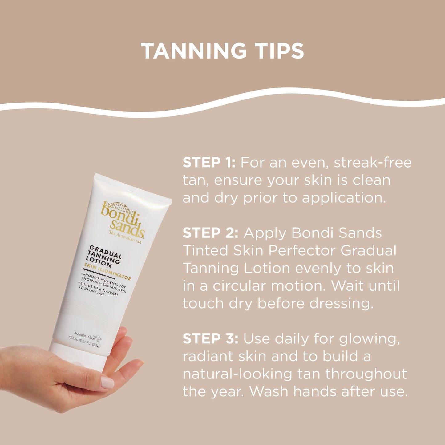 Bondi Sands Gradual Tanning Lotion Skin Illuminator, Shimmer Pigments Build to a Natural-Looking Tan for Glowing Skin, 150 mL, 5.07 Fl. Oz.