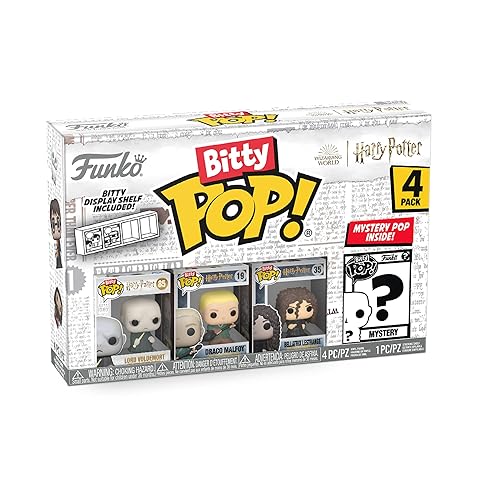 Funko Bitty POP! HP - Voldemort, 4-Pack - Lord Voldemort, Draco Malfoy (Quidditch), Bellatrix Lestrange and A Surprise Mystery Mini Figure - 0.9 Inch…