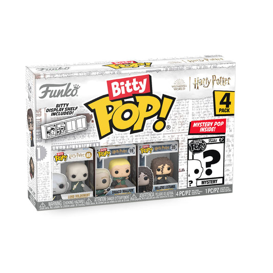 Funko Bitty POP! HP - Voldemort, 4-Pack - Lord Voldemort, Draco Malfoy (Quidditch), Bellatrix Lestrange and A Surprise Mystery Mini Figure - 0.9 Inch…