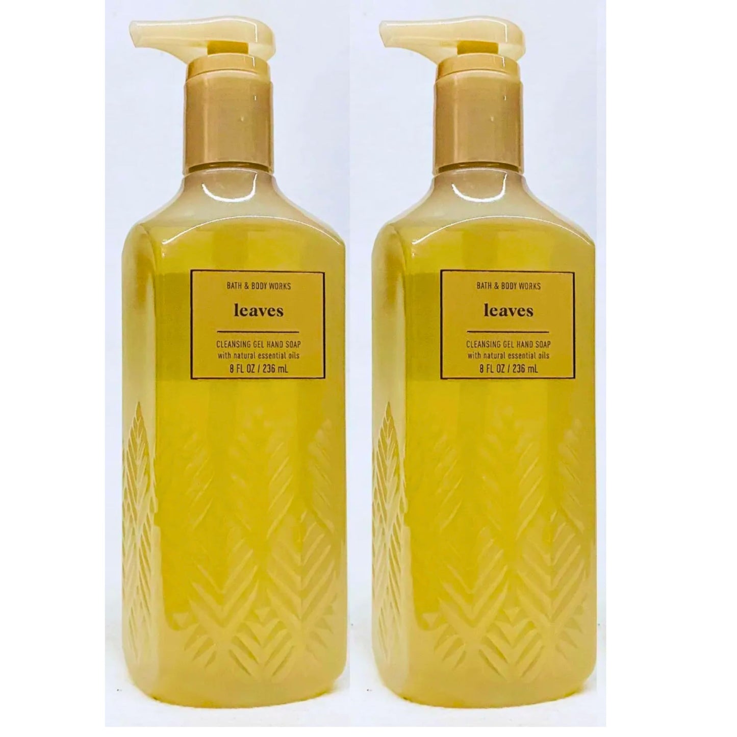 Bath & Body Works Cleansing Gel Hand Soap, Pack of 2, 8oz Each Bottle (Leaves)