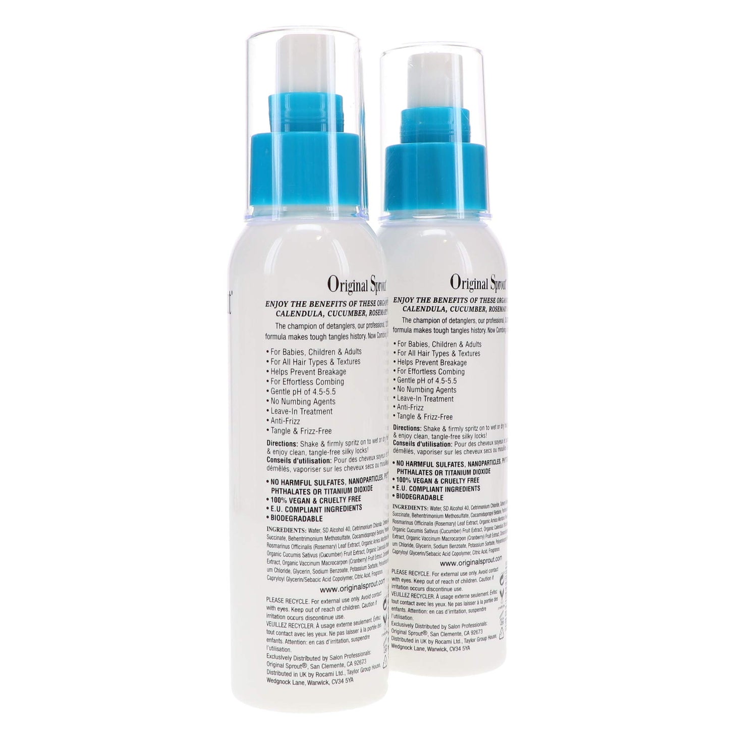 Original Sprout Miracle Detangler. All Hair Moisturizer and Leave-In Conditioner Spray, 4 Ounces. 2 Pack.