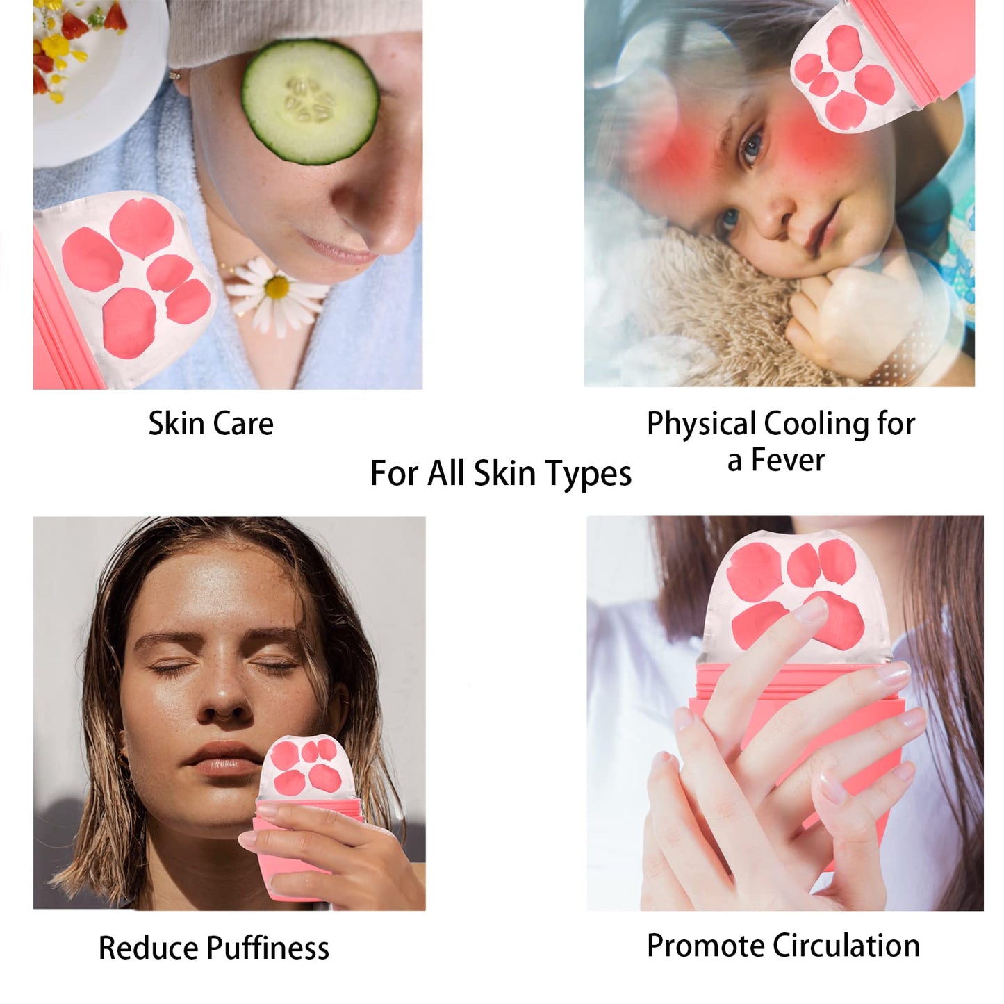 Evmliy Ice Roller for Face, Silicone Ice Roller Facial Ice Mold to Brighten Skin Enhancing Natural Glow, Reusable Ice Roller for Face & Eye Puffiness