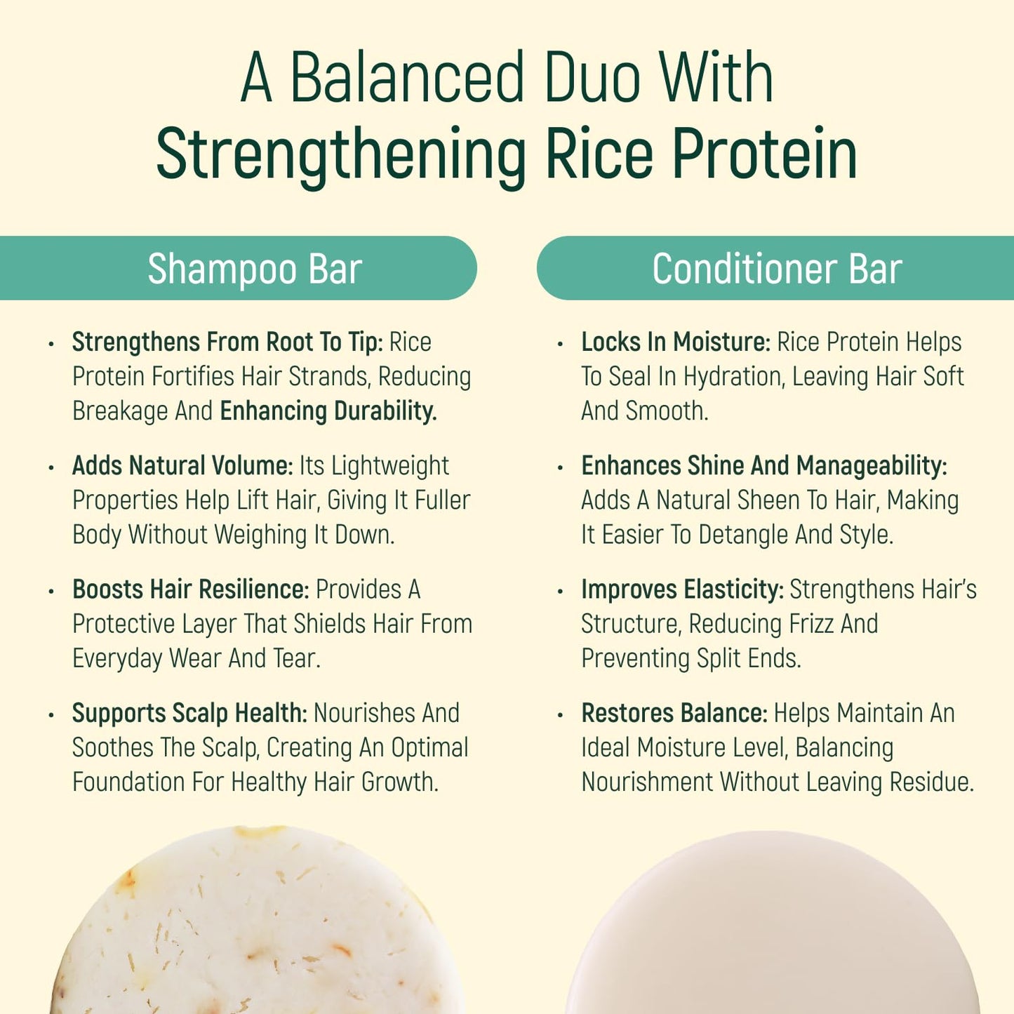 Solid Rice Protein Water Shampoo & Conditioner Hair Soap - Shampoo and Conditioner Bars For Hair With All Natural Plant Based Essential Oils And Zero