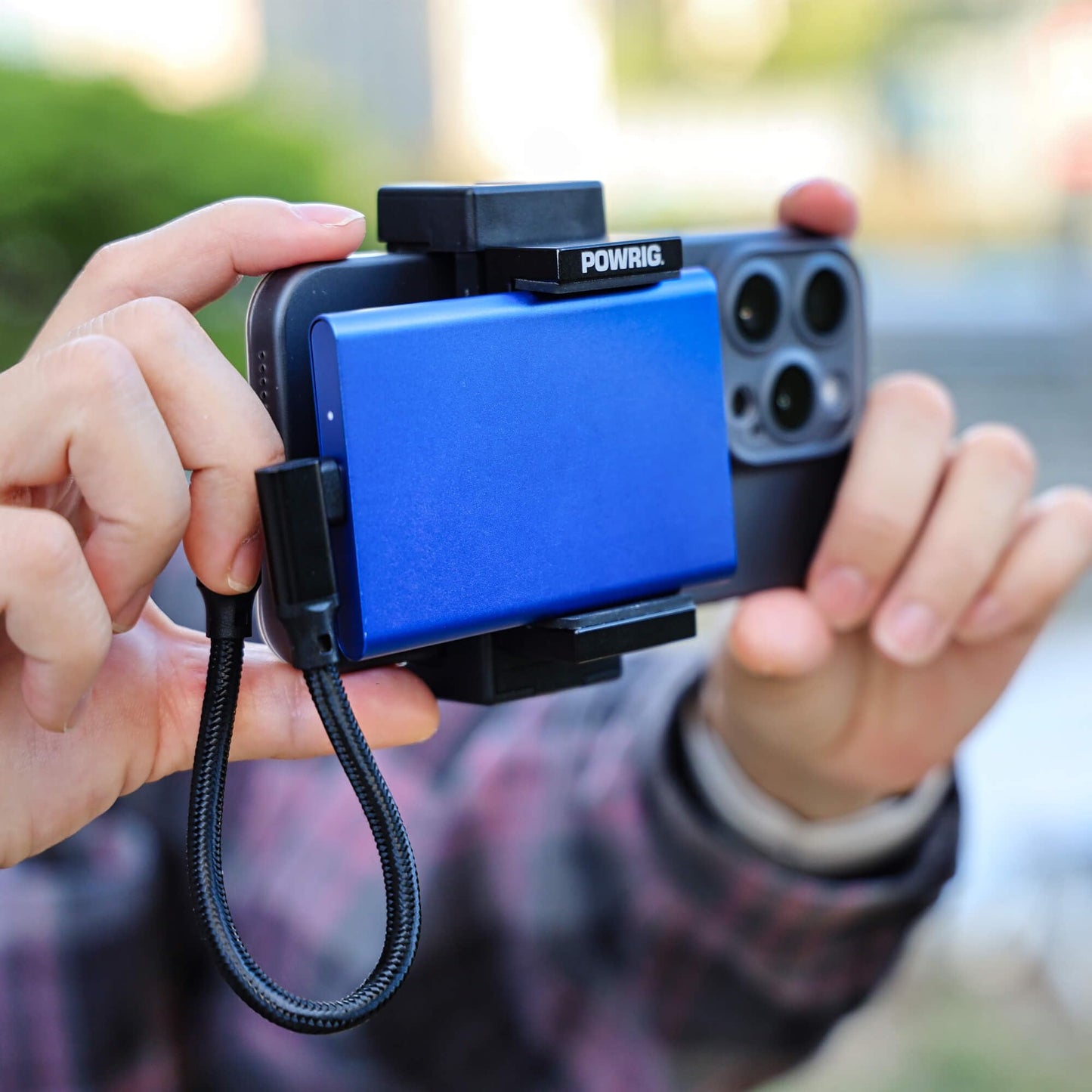 POWRIG SSD Holder for iPhone 16/15 Pro Max, 16/15 Pro SSD Mount with USB C to USB-C Cable, External SSD T9 T7 T5 for Video Shooting