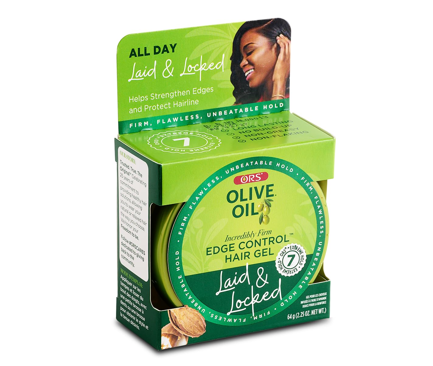 ORS Olive Oil Edge Control Hair Gel with Sweet Almond Oil for Strengthening 2.2 Ounces